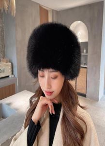 Beanieskull Caps冬の暖かい帽子弾性イヤーマフEarmuffぬいぐるみフェイクファーヘッドバンド女性太い暖かい爆撃機カジュアル空のトップビーニ3143723