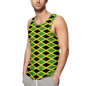 Herrtankstoppar Jamaica flagga daglig topp svart grön gul kroppsbyggande man grafisk mode ärmlösa skjortor plus storlek