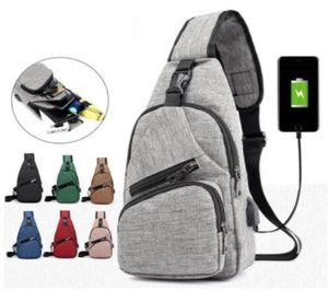 Men USB Chest Bags Large Capacity prevent steal Across Shoulder Moblie Phone Charging Bag Children Adults Handbags9340955