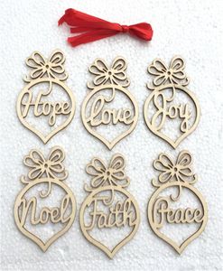 Du älskar Hope Peace Faith Noel Word Wood Taggar Christmas Tree Ornament Party Decoration9650319