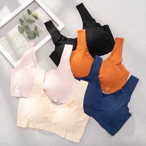 BRAS ICE SILK BRA Sömlös Vest Bh Womens Push Up Underwear SLP Top Pad Bralette Soutien Gorge Y240426