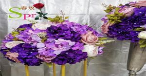 Dekorativa blommor kransar Spr Wedding Flower Wall Artificial Silk Rose Hortangea Ball Centerpiece elfenben 10pcslot5551303