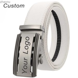 Belts Personalized mens white leather belt business custom carved name mens automatic buckle accessories belt gift XW