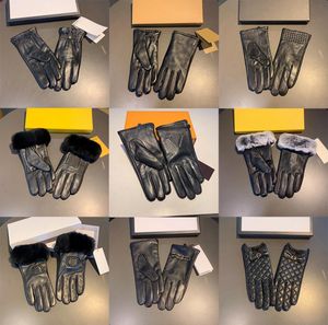 Luxury Leather Gloves 9 Styles Touch Screen Five Fingers Gloves Lady Warm Velvet Glove Mittens5963442