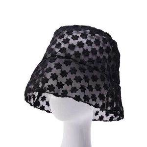 Шляпа шляпы широких краев ковша шляпы Daisy, втянутые в ковши, женские шляпы Прозрачные панама женские кружевные пляжные шляпа Sunck Sun Summable J240429
