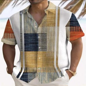 Camisas casuais masculinas de grandes dimensões camisa 3D retro top havaiano confortável confortável moda de botão respirável de moda