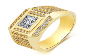 MEN039S RING STORLEK 13 ICED ut Micro Paled 18K Yellow Gold Filled Classic Handsome Finger Band Wedding Engagement Jewelry GI8527321