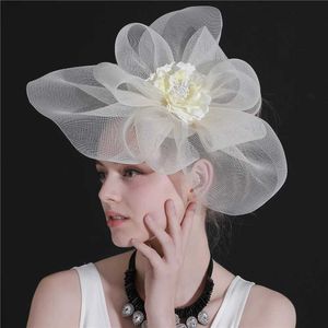 Szerokie brzeg kapelusze wiadra czapki pannen fedorowie z klipsami fascynator fascynator do włosów dla kobiet przyjęcie ślubne Piętki Kwiatowe Pins Hat Hair Hair Akcesoria Y240426