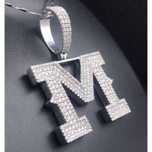 3.0 Ct Round Cut Moissanite Customize Womens Letter Pendant 14k White Gold Plated Silver Plated