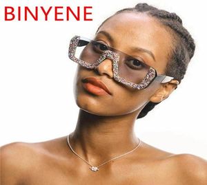 2020 yeni yarım rhinestone çerçeve kare güneş gözlüğü bayanlar elmas gözlükler lüks tasarımcı moda güneş gözlükleri uv400 Shades5355035