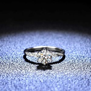 Bandringe wunderschöne PT950 Platinum 1ct Mosilicon Diamond Ring Elegante weibliche Braut Engagement Hochzeit Party Versprechen Schmuck Geschenke Q240429