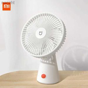 المعجبين الكهربائيين Mijia Mini Desktop Fan Charging Handheld Electric Fan Fan المحمولة تبريد الهواء اللاسلكي مروحة صغيرة 4 سرعات 7-Bladewx