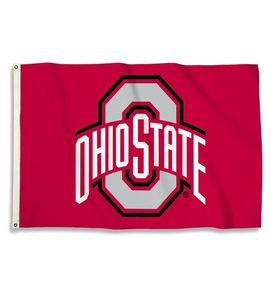 Anpassat digitalt tryck 3x5ft flaggor utomhus sport college fotboll Ohio State University Buckeyes flaggbanner för supporter och dekoration1112221