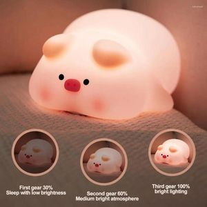 Night Lights Led Lamp Rechargeable Piggy Light With Timer Dimmable Touch Control For Baby Bedside Decoration Cute Functional