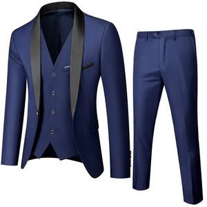 Männliche Bräutigam Hochzeit Blazer hochwertige Kleiderjacke Mantelhose Weste männlich dünne 3 Stück Set formelle Slim Fit Smokedo Prom Anzug 240430