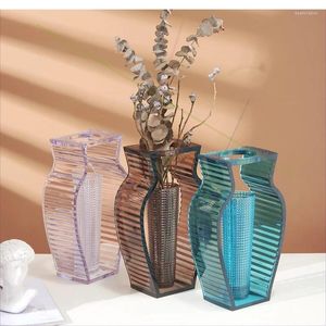 Vasos da sala de estar decoração de casa vasos de flores Decorativo colorido transparente acrílico vaso de vaso de arte acessórios Arte