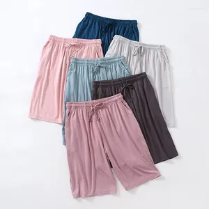 Roupa de sono feminina dormindo calças curtas para o verão de roupas domésticas soltas modal slim casual capris elástico de cintura alta de grandes dimensões