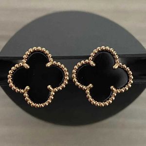 2024 Designer Clover Bolzen Ohrring Vintage Vier Blattcharme Ohrringe Back-Perlmutter Edelstahl Gold Achate für Frauen Hochzeit Schmuck 12 00cv