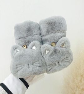 ujtj韓国猫カバー秋の冬の素敵な学生の豪華な肥厚暖かさとミトンと冷たいプルーシングの豪華なぬいぐるみ手袋グロ4362372