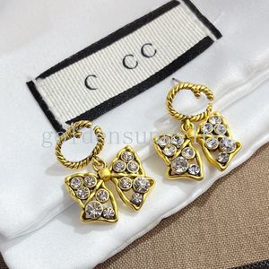 Top Styles Designer Earrings Diamond Stud Butterfly Crystal Earring Brand Letter 18k Gold Stainless Steel Men Womens Wedding Jewelry Gifts