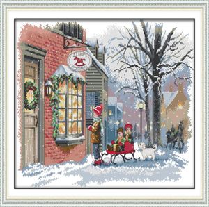 Christmas wishes Snow Scenic home decor painting Handmade Cross Stitch Craft Tools Embroidery Needlework sets counted print on ca8418640