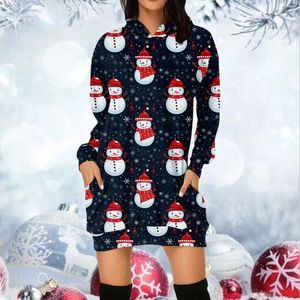 Abiti casual Fashion Merry Christmas Stampa per donne Sexy Off-Shoulder Long Maniche per feste per feste abiti Dress Mini