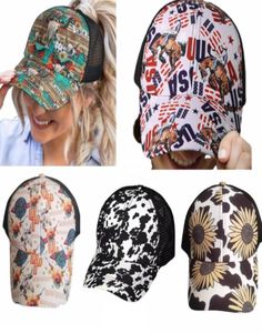 Ponytail Hat Criss Cross Washed w trudnej sytuacji Buns Buns Baseball Cap Trucker Mesh Hats CYZ32253748037