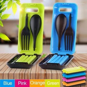 Dinnerware Sets Household Kitchen Supplies Folding Travel Set Tableware Cutlery For Kids Bento Lunch Accessories