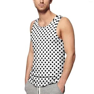 Herren Tanktops Polka Punkte Top klassische Schwarzweiß -Sportbekleidung Daily Bodybuilding Mann Grafische ärmellose Hemden Plus Größe