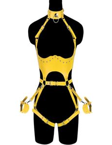 Bälten Sexig sele för kvinna Set Body Bondage Strap Belt Stockings BDSM Underkläder Seks Lädermidja till benskivor6783289