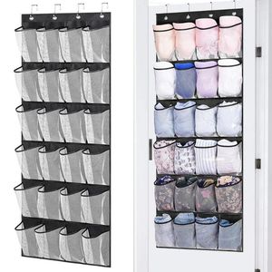 Storage Boxes Hanging Shoe Organizer Foldable Door Bag Capacity Non-woven Fabric With 24 Mesh Pockets 6 For Shoes