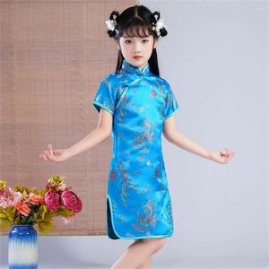 Ethnic Clothing Kids Hanfu Dress Elegant Princess Summer Dresses Chinese Cheongsams For Girls Traditional Toddler