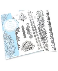 New Temporary Tattoos White Henna Tattoo Paste Sticker 15 pcslot Body Tattoo Waterproof Arm Chest Tattoos 8359 Inch J01311980976