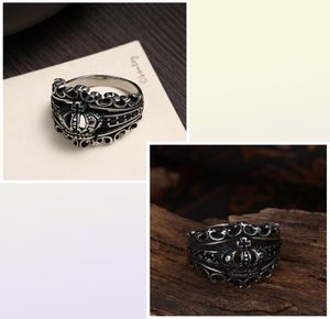 Anelli corona maschile Gomaya Nuovo Anello di moda Vendita calda Black Royal King Crown Knight Fleur de Lis Vine Rings for Men Gmyr2609264081