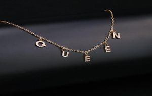 Spaced Initial Name Necklace Charm Strands custom diamond with chains for Women Crystal Initial Hanging letters choker jewelry Gif1422692