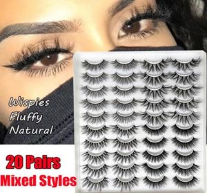 20 pares moda moda mista 3d visita artesanal natural cílios frouxos naturais de cílios fofos de beleza de moda de beleza Ferramentas de maquiagem 6902526