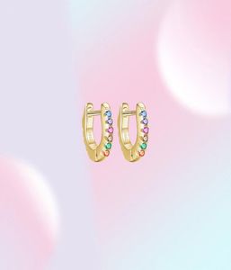 100 925 Sterling Silver Colorful Zircon Tiny Small Hoop Earrings For Girl Women Turquoise Erring Fine Statement Smycken 2107077457581