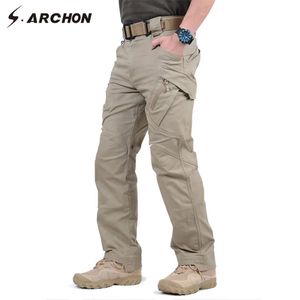 IX9 97% Cotton Men Calça de carga tática militar Men Swat Combate TRUSHERS CHULHES MASCIMAL CASUAL Muitos bolsos esticam calças de algodão 240415