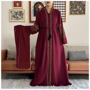 Ethnic Clothing 2024 Latest Women Elegant Dresses Dubai Party Outfits Long Sleeve Chiffon Dashiki Muslim Robe Open African Abaya