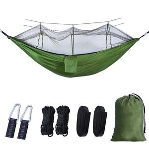 AMMOCKS Hammock Camping con Mosquito Net Green Outdoor Garden Swing 2 persone forti per il tempo libero Spedizione gratuita amache per adulti