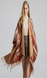 Klassiska färgplädeskalor Cashmere Tassel Wraps Scarves Thick Warm Split Pashmina Lady Autumn Winter Outdoor Shawl4542544