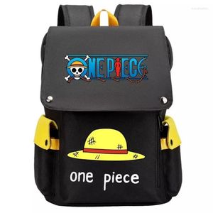 Skolväskor One Piece Luffy Joint Name Cartoon Schoolbag Male Junior High Student Large Capacity Elementary Studebt ryggsäck