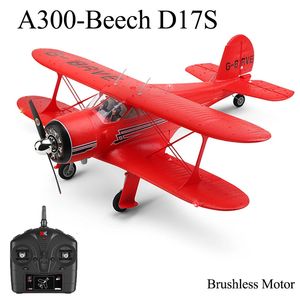 2023 WLTOYS A300BEECH D17S RC AIRPLANE RTF EPP 4CH BIPLANE Borstless Motor med LED 3D6G GYRO VERSION MODE1MODE2 SWITH 240430