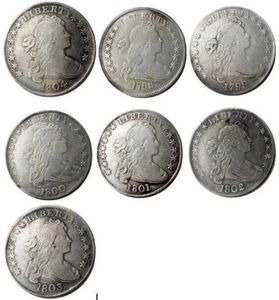 US 1798 1804 7pcs 드레이프 버스트 달러 헤럴디 독수리 은금 도금 된 사본 동전 금속 공예 제조 공장 6079266