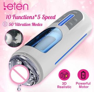 Leten Vibrator Masturbator Men USB充電自動マスターベーションカップ吸盤シリコーン本物の猫膣大人の大人のおもちゃY6887783