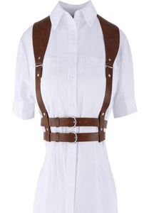 Belts 2022 Fashion Punk Brown Leather Harness Belt Strap Girdle Sexy Women Handmade Decorative Shirt Dress Vest2636870