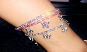 Hip Hop Fashion Butterfly łańcuch tenisowy Anklets for Women 3A Cyrron Genialna 2020 najnowsza biżuteria2483465