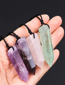 Pendanthalsband 1pc reiki Healing Big Pendulum Fluorite Stone Crystal Quartz Amulet Natural Amethysts Lapis Agates Necklace2077422