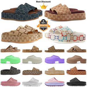 platform low men women designer sandals slides thickness bottom printed embroidered famous flat trainers brown slippers mens sandles loafers rubber shoes