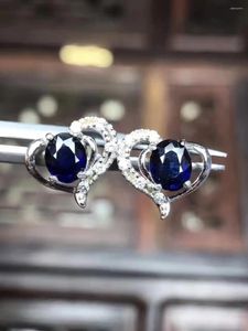 Stud Earrings Sapphire Earring For Men Or Women Natural Real 925 Sterling Silver 4 5mm 2pcs Gemstone